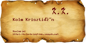Kolm Krisztián névjegykártya